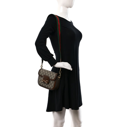 Gucci GG Supreme Monogram Azalea Calfskin Web Mini Horsebit 1955 Shoulder Bag Beige Ebony Brown Sugar 2 of 9
