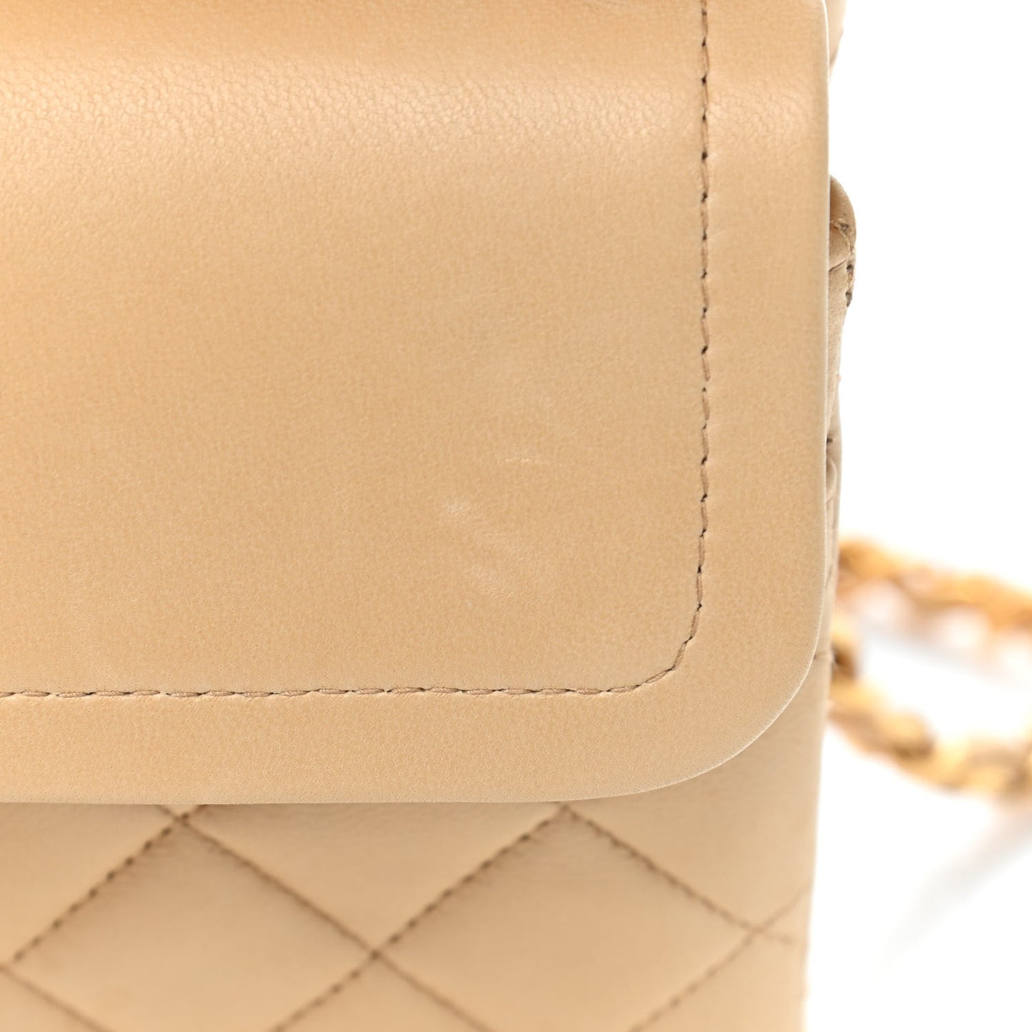 Lambskin Quilted Small Double Flap Beige
