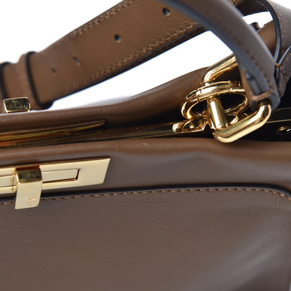Fendi Vitello Seta Fabric Jacquard Pequin Medium Peekaboo Iconic Satchel Foresta Tobacco 14 of 14