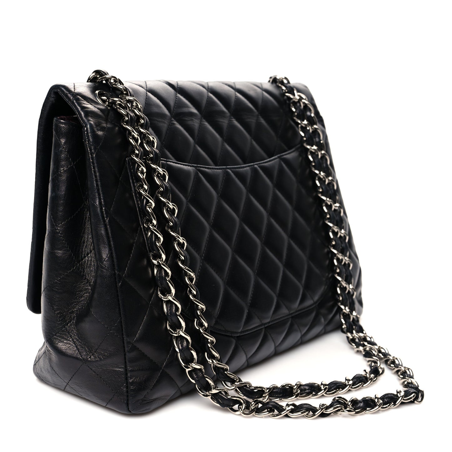 Lambskin Quilted Maxi Single Flap Black
