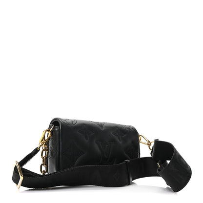 Louis Vuitton Calfskin Bubblegram Wallet On Strap Black 3 of 9
