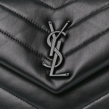 Saint Laurent Calfskin Y Quilted Monogram Monochrome Small Loulou Chain Satchel Black 9 of 12