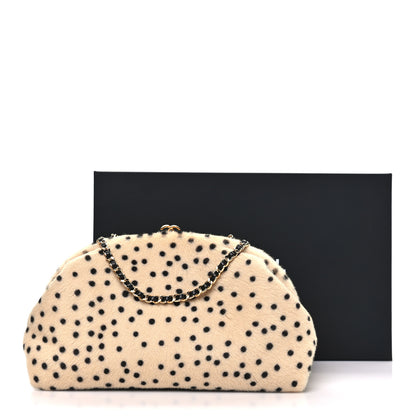 Chanel Pony Hair Cheetah Printed Lambskin Clutch With Chain Beige Black 11 of 11