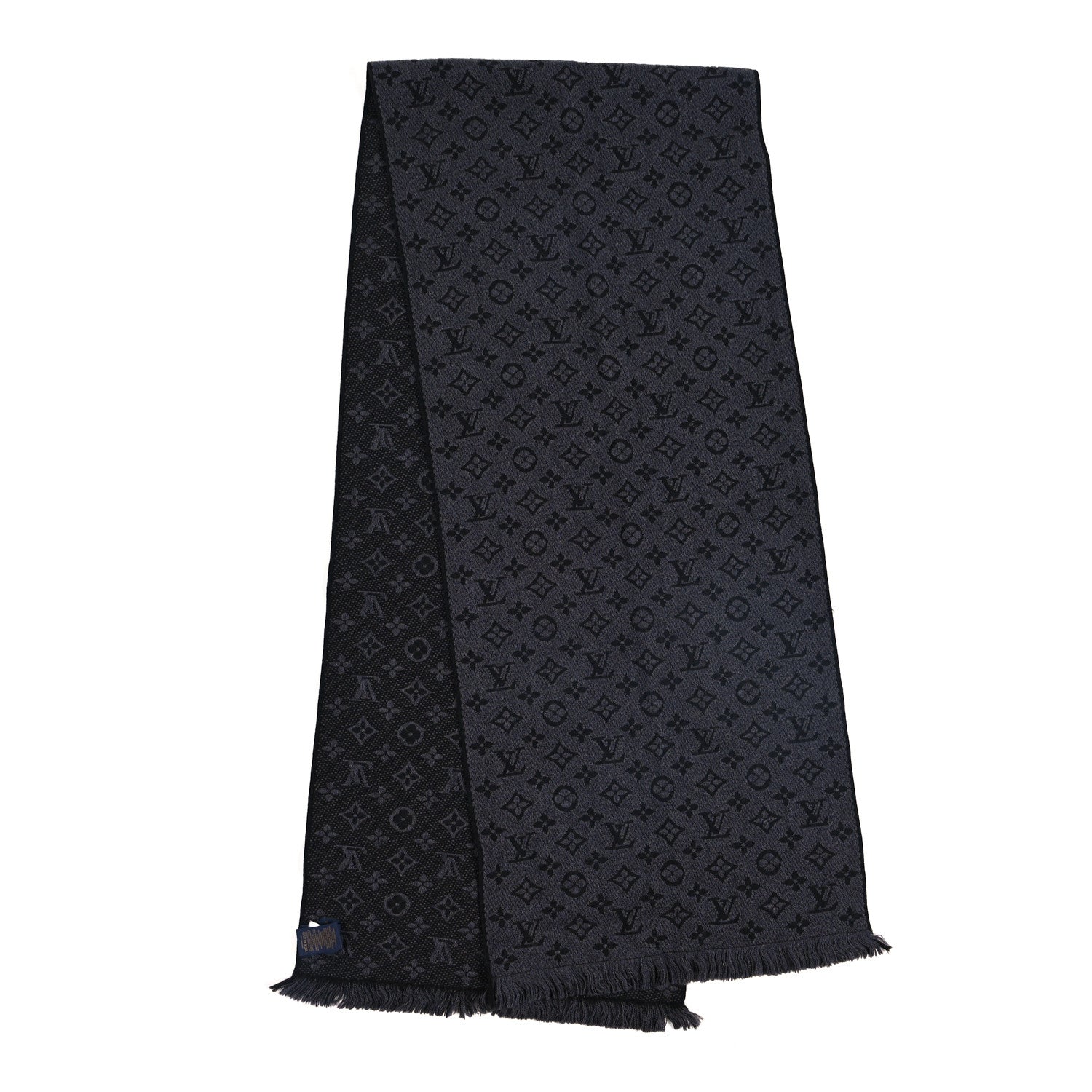 Louis Vuitton Wool Monogram Classic Scarf Charcoal Grey 2 of 3