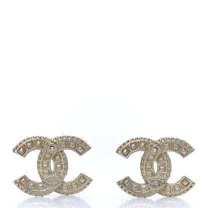 Chanel Crystal Timeless CC Earrings Light Gold 3 of 5
