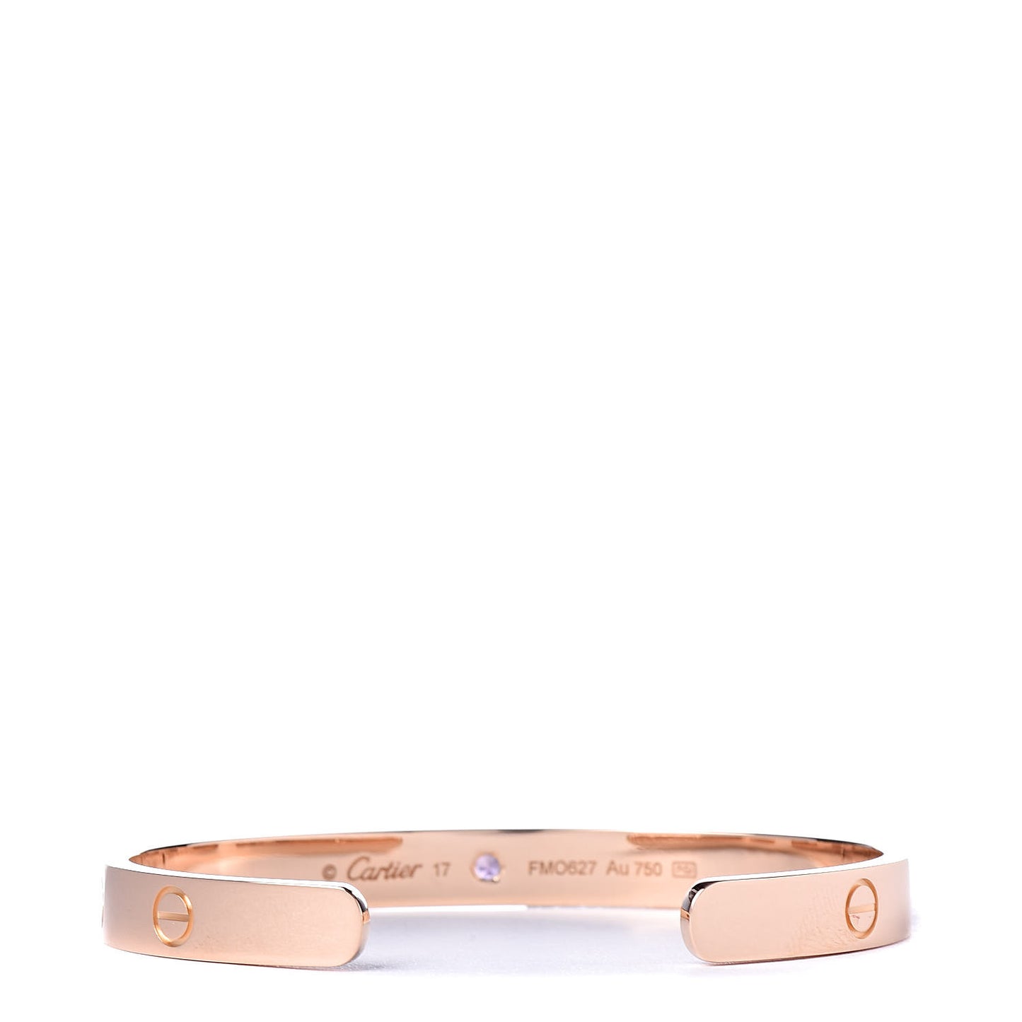 18K Pink Gold Pink Sapphire LOVE Cuff Bracelet 17