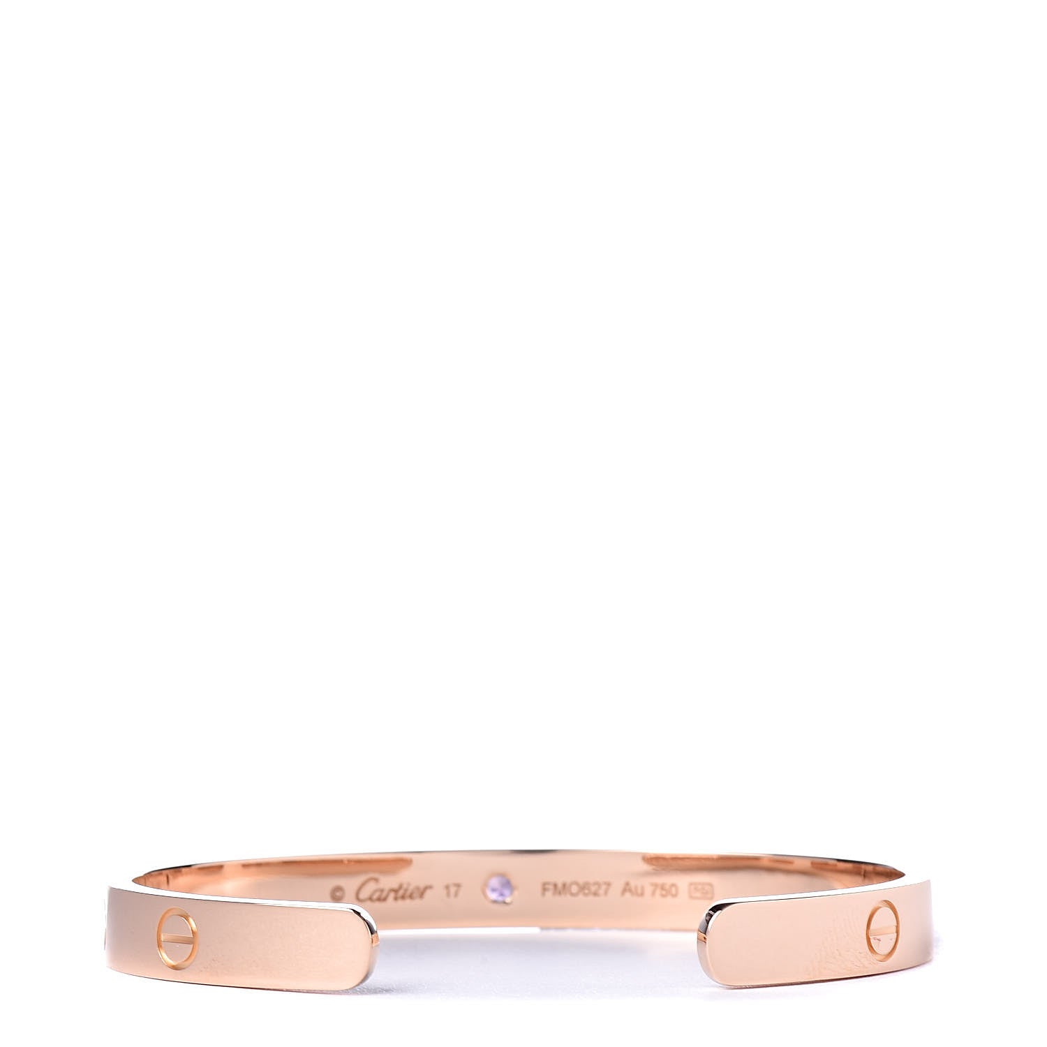 Cartier 18K Pink Gold Pink Sapphire LOVE Cuff Bracelet 17 3 of 5