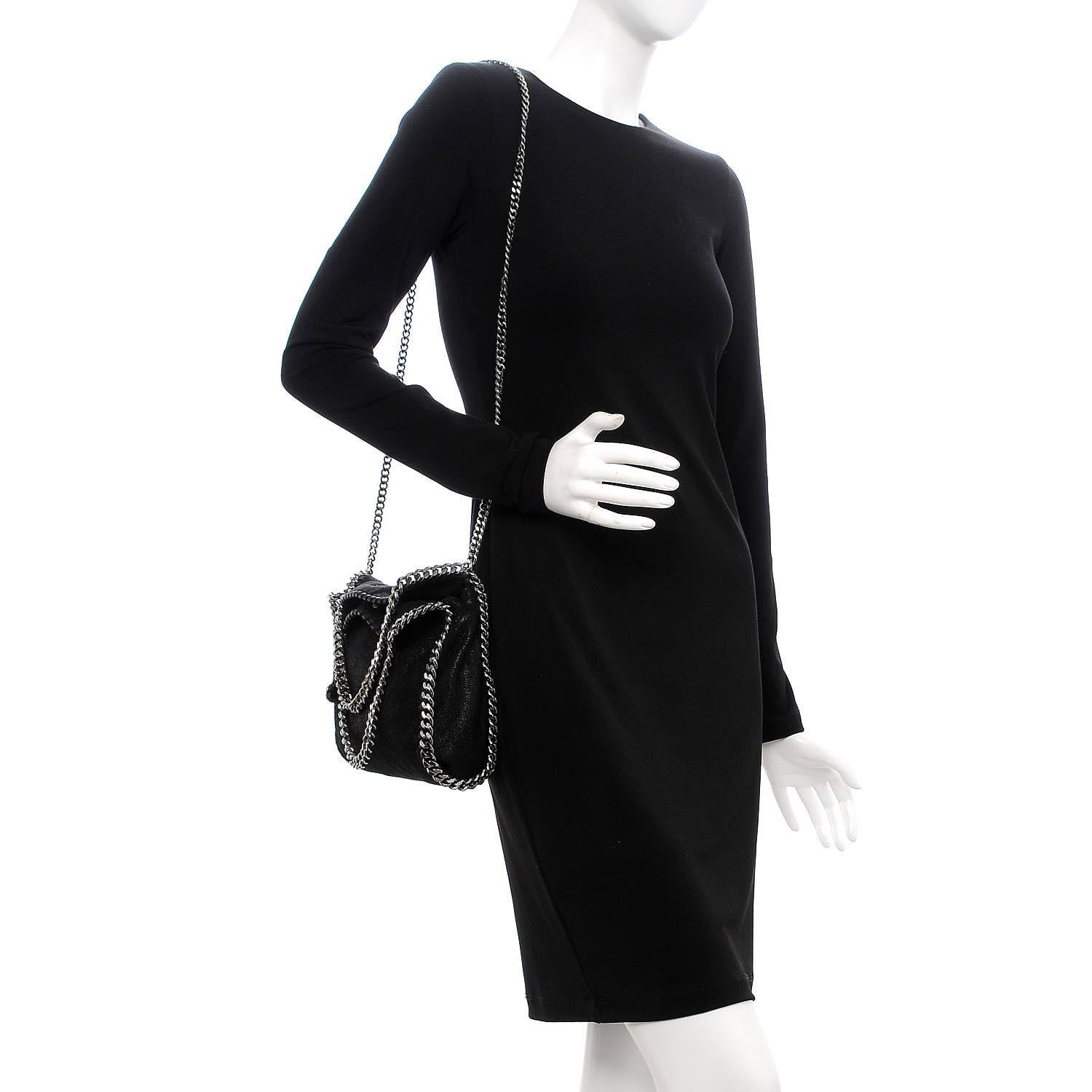 Stella McCartney Shaggy Deer Mini Falabella Fold Over Tote Black 2 of 7