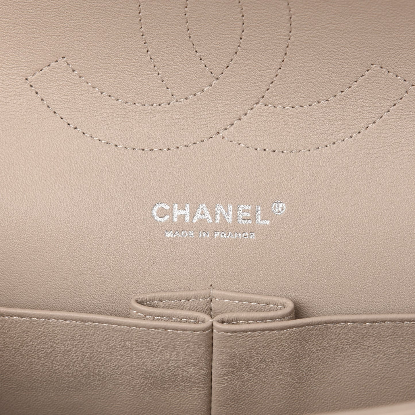 Lambskin Quilted Jumbo Double Flap Light Beige