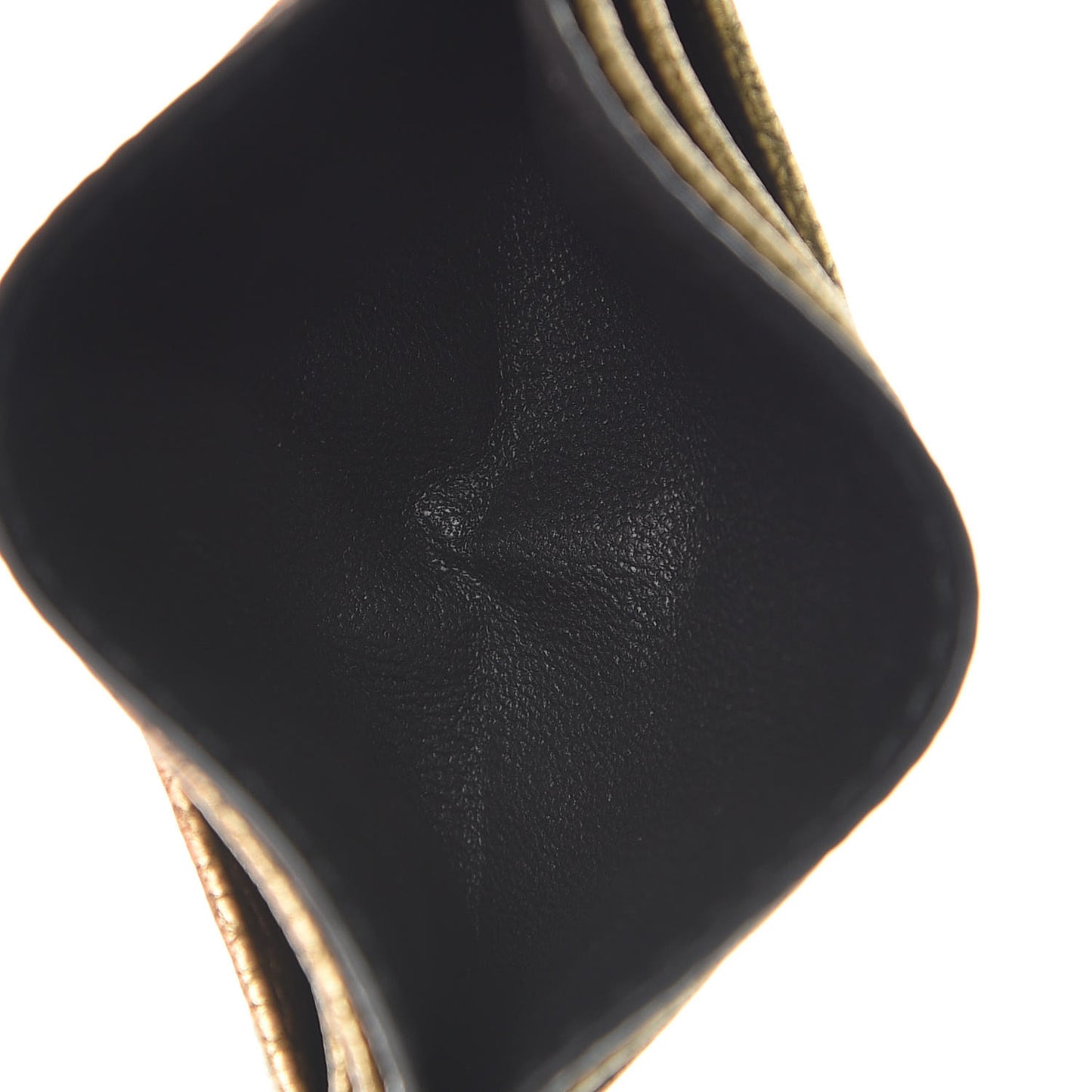 Metallic Calfskin Intrecciato VN Card Case Dark Gold