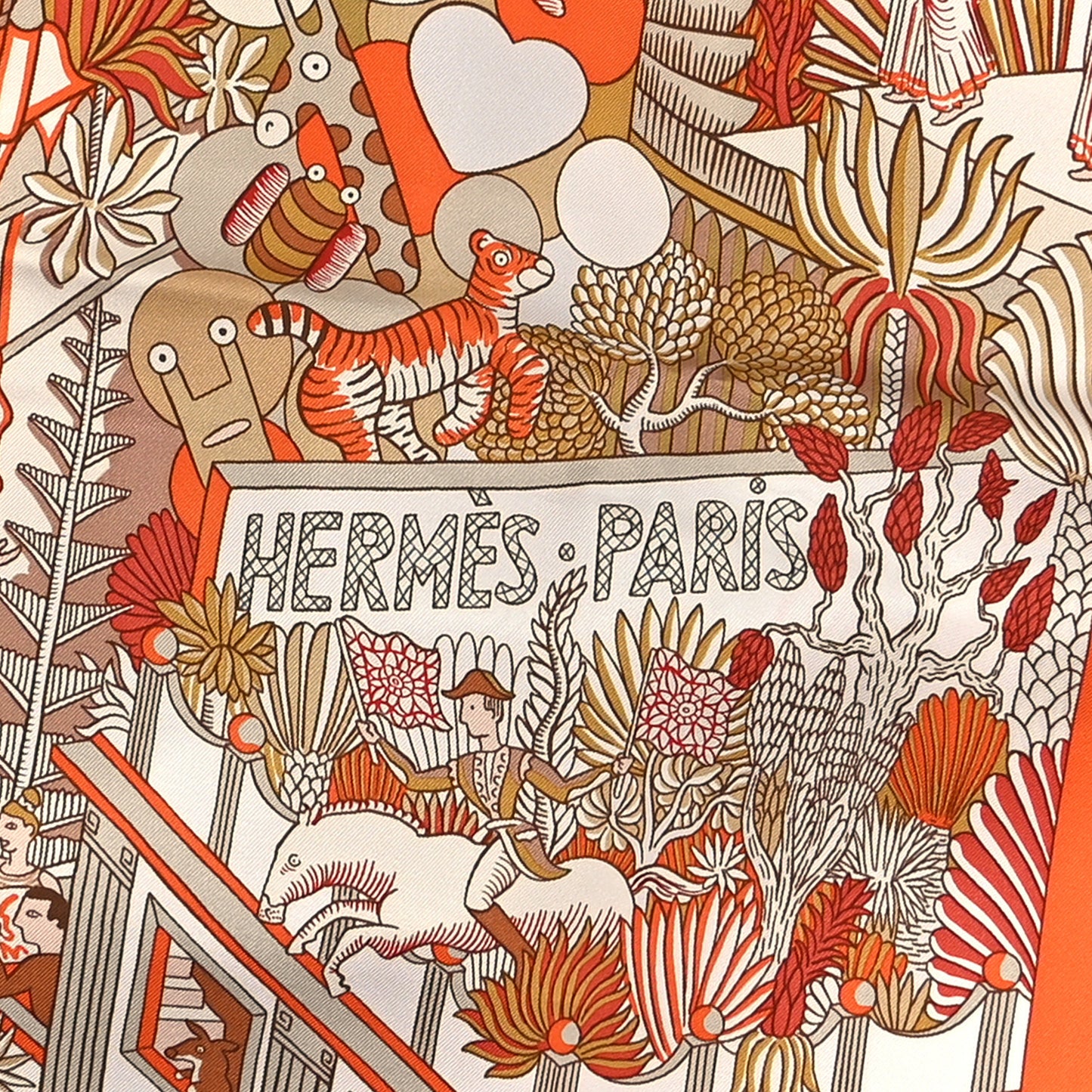 Silk Animapolis Scarf 140 Orange Caramel Black