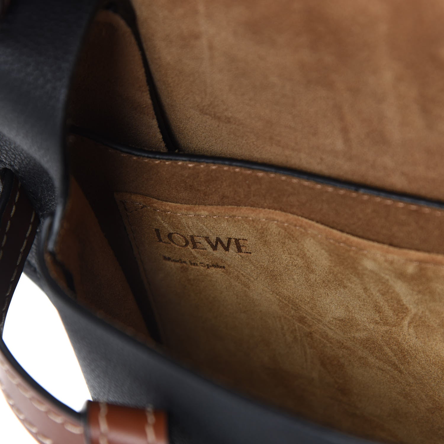 Loewe Grained Calfskin Small Gate Crossbody Bag Pecan Black 6 of 9