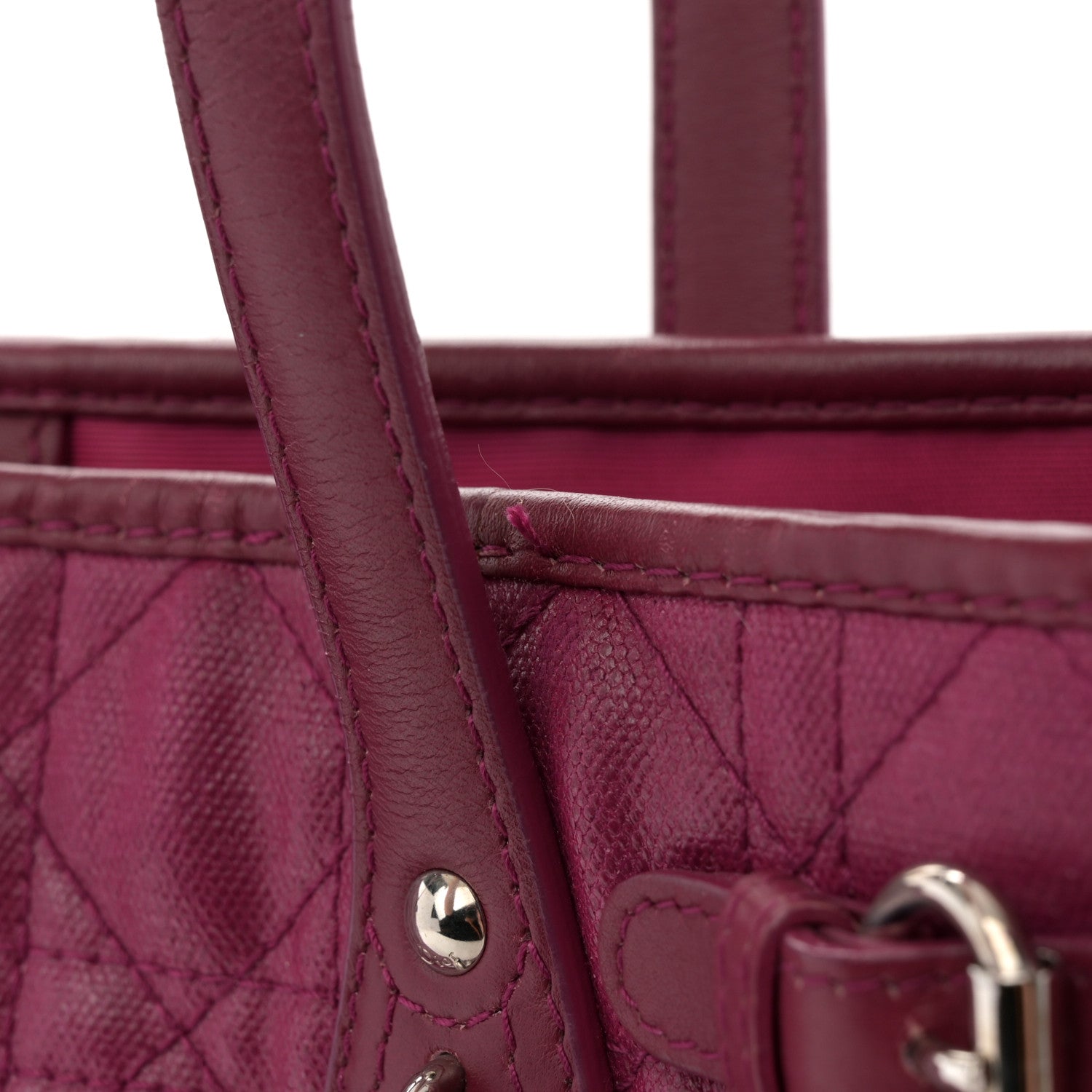 Christian Dior Coated Canvas Cannage Medium Panarea Tote Raspberry 12 of 12