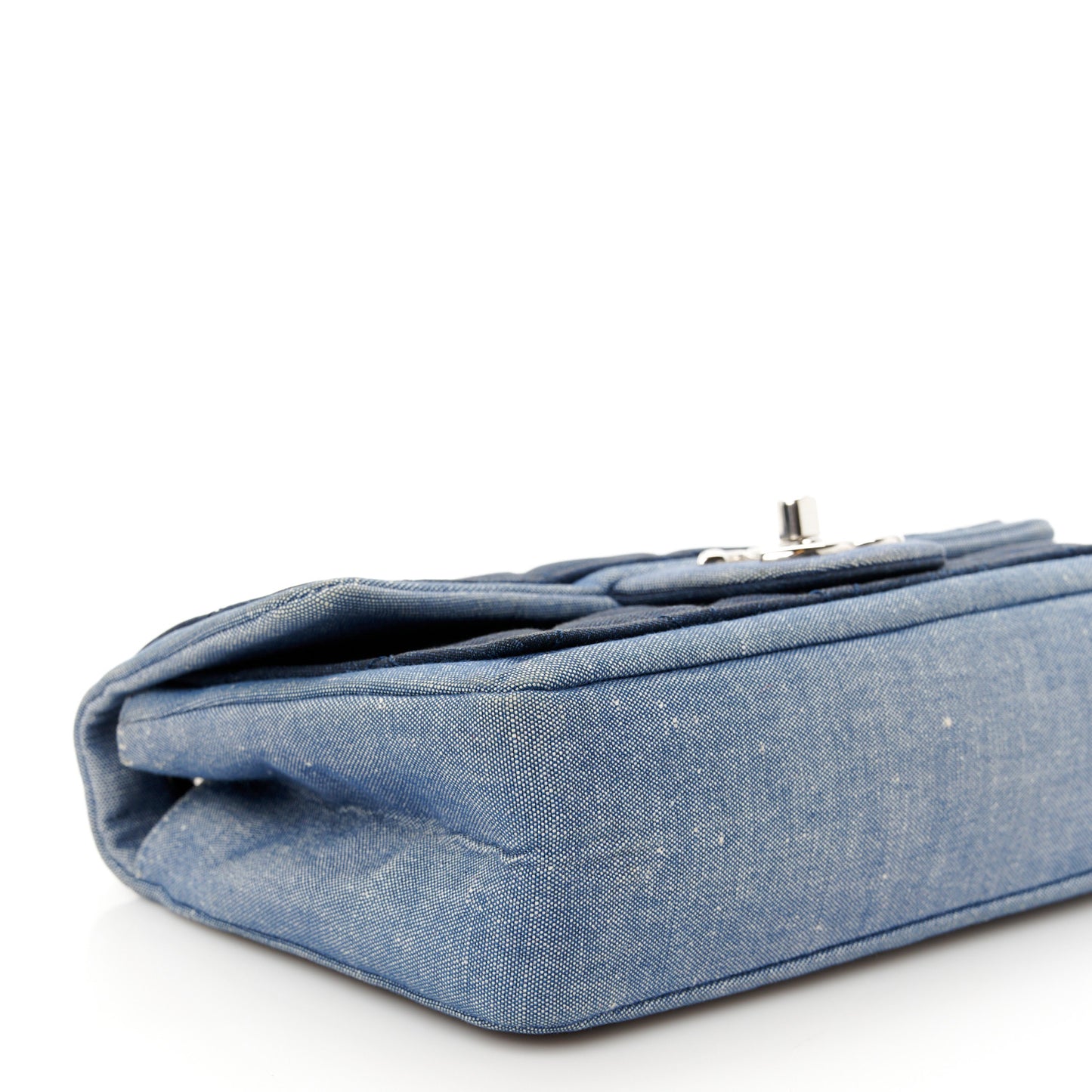 Denim Quilted Small Medallion Flap Blue