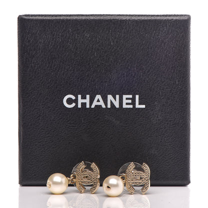 Chanel Pearl CC Drop Earrings Gold 4 of 4
