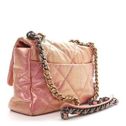 Chanel Iridescent Lambskin Quilted Large Chanel 19 Flap Pink 3 of 10