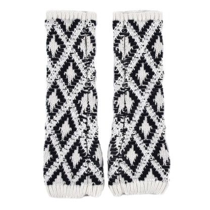 Chanel Cashmere Blend CC Fingerless Gloves Beige White Black 2 of 5