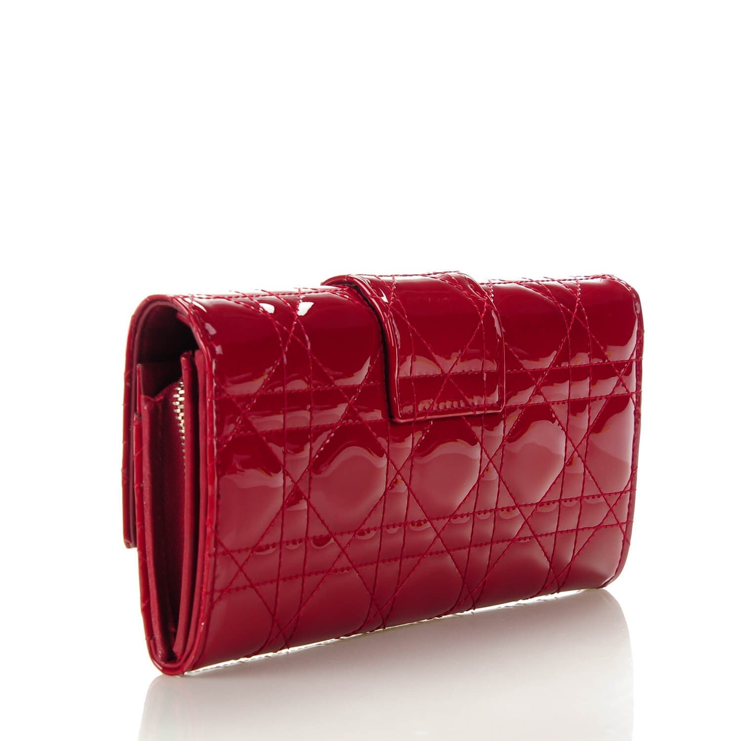 Christian Dior Patent Cannage Chain Wallet Red 3 of 7