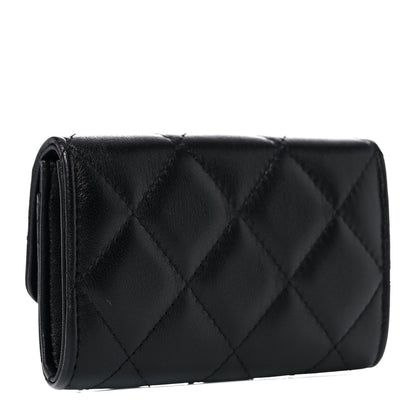Chanel Lambskin Quilted Small Graffiti Compact Wallet Black 3 of 8