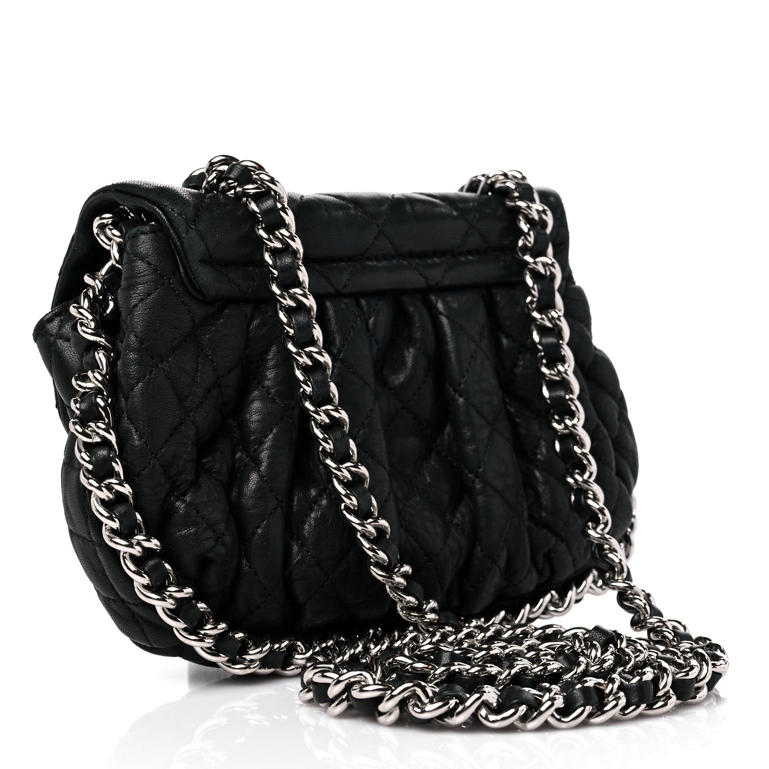 Chanel Washed Lambskin Quilted Mini Chain Around Flap Black 3 of 14