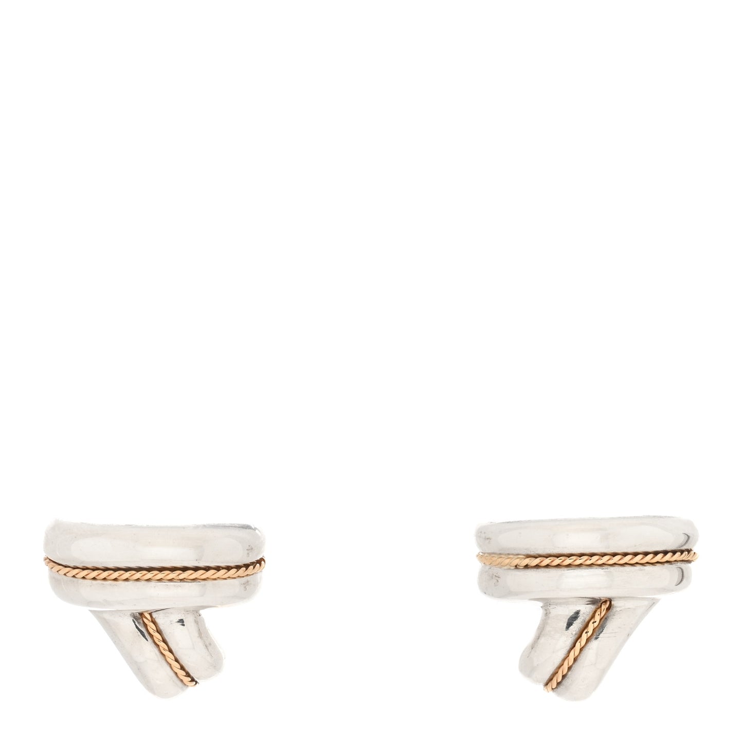 Sterling Silver 14K Yellow Gold V Stud Earrings