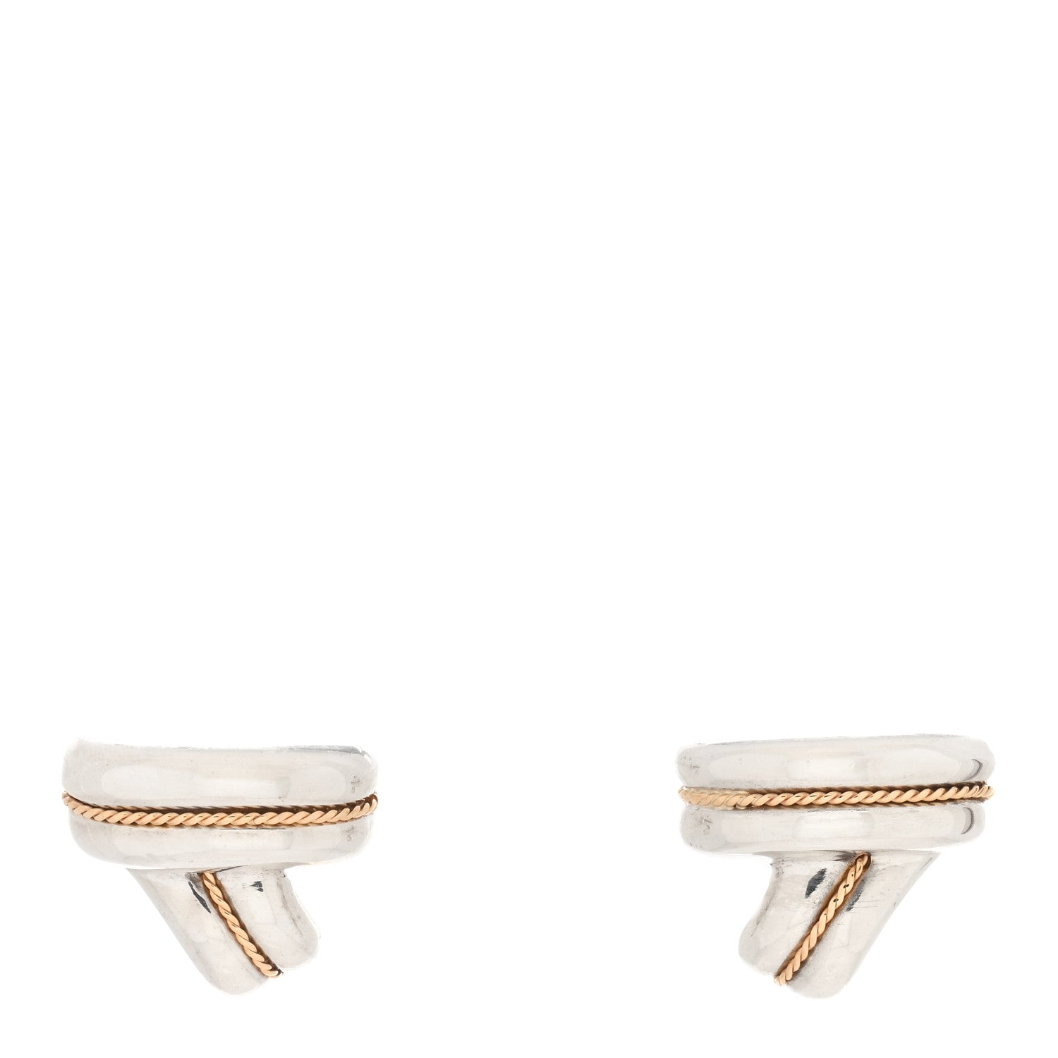 Tiffany Sterling Silver 14K Yellow Gold V Stud Earrings 1 of 6
