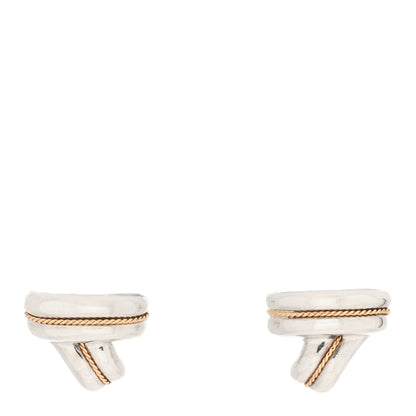 Tiffany Sterling Silver 14K Yellow Gold V Stud Earrings 1 of 6
