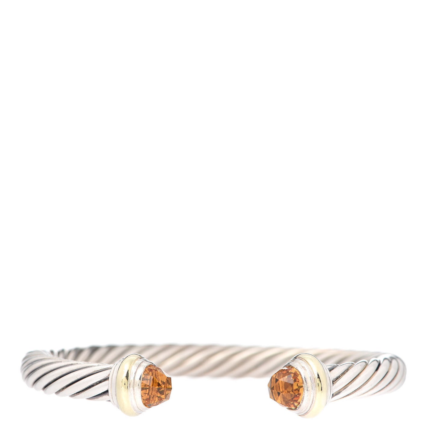 Sterling Silver 14K Yellow Gold Citrine 7mm Cable Classics Bracelet