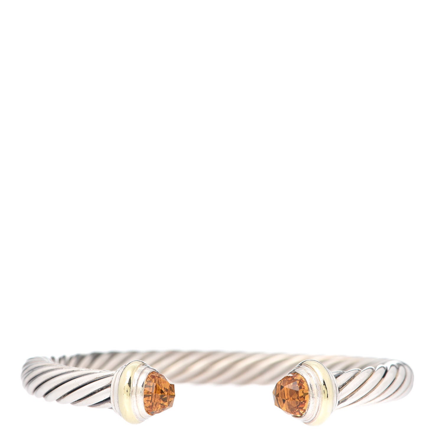 David Yurman Sterling Silver 14K Yellow Gold Citrine 7mm Cable Classics Bracelet 1 of 5