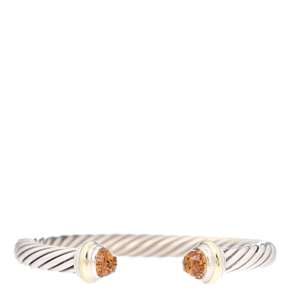 David Yurman Sterling Silver 14K Yellow Gold Citrine 7mm Cable Classics Bracelet 1 of 5