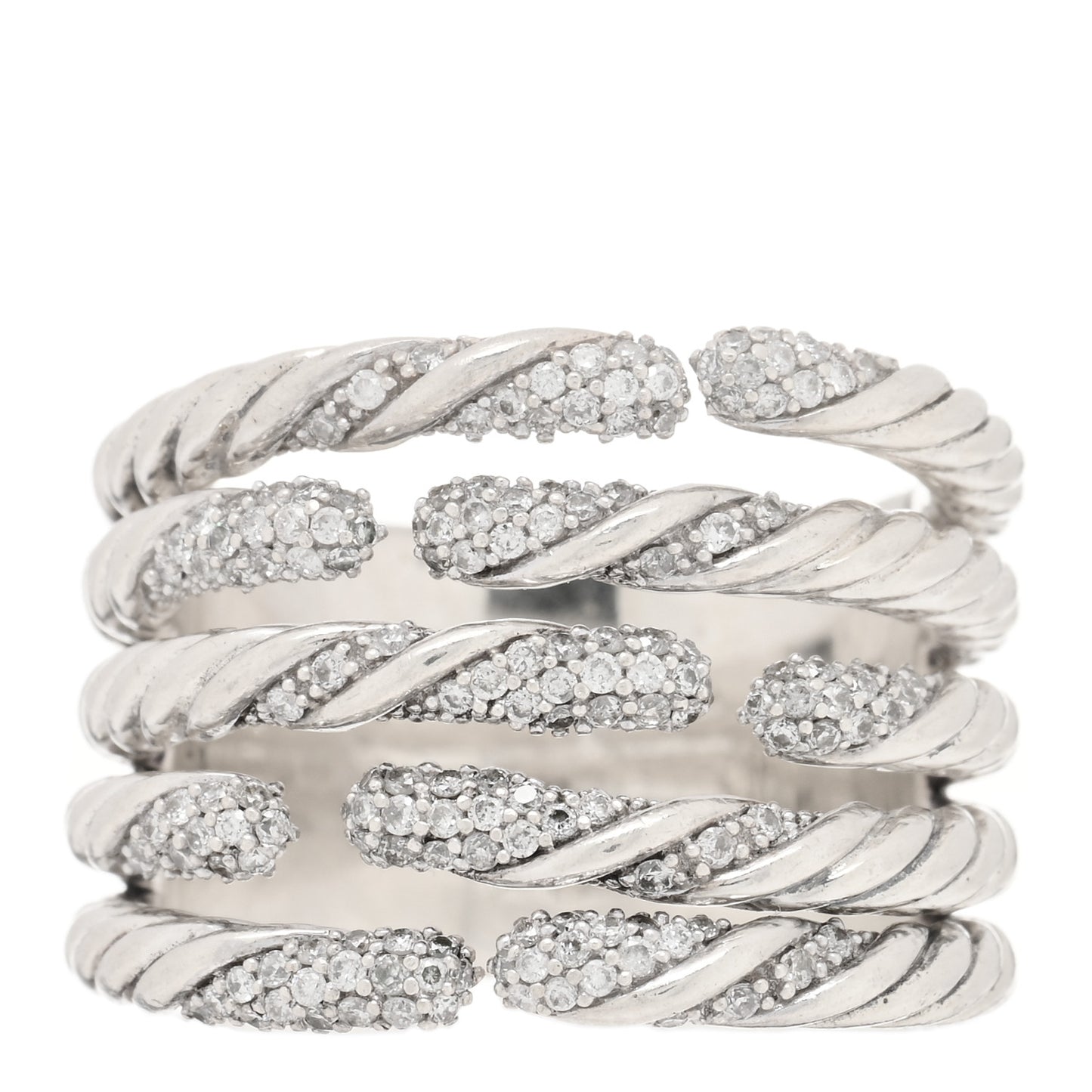 Sterling Silver Diamond Willow Five Row Ring 53 6.25