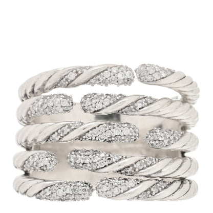 David Yurman Sterling Silver Diamond Willow Five Row Ring 53 6.25 1 of 4
