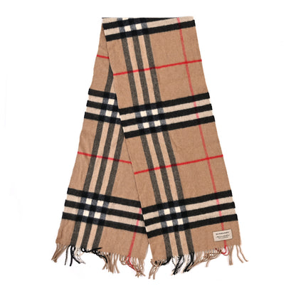 Burberry Cashmere House Check Fringe Scarf Camel 2 of 4