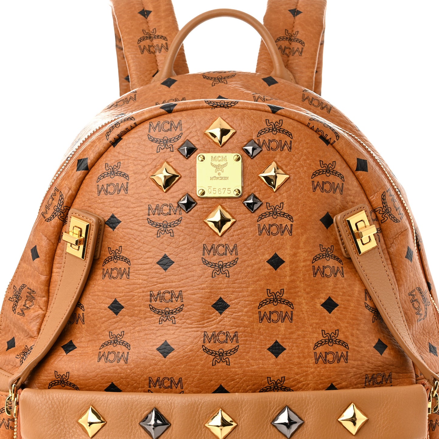 Visetos Studded Medium Dual Stark Backpack Cognac