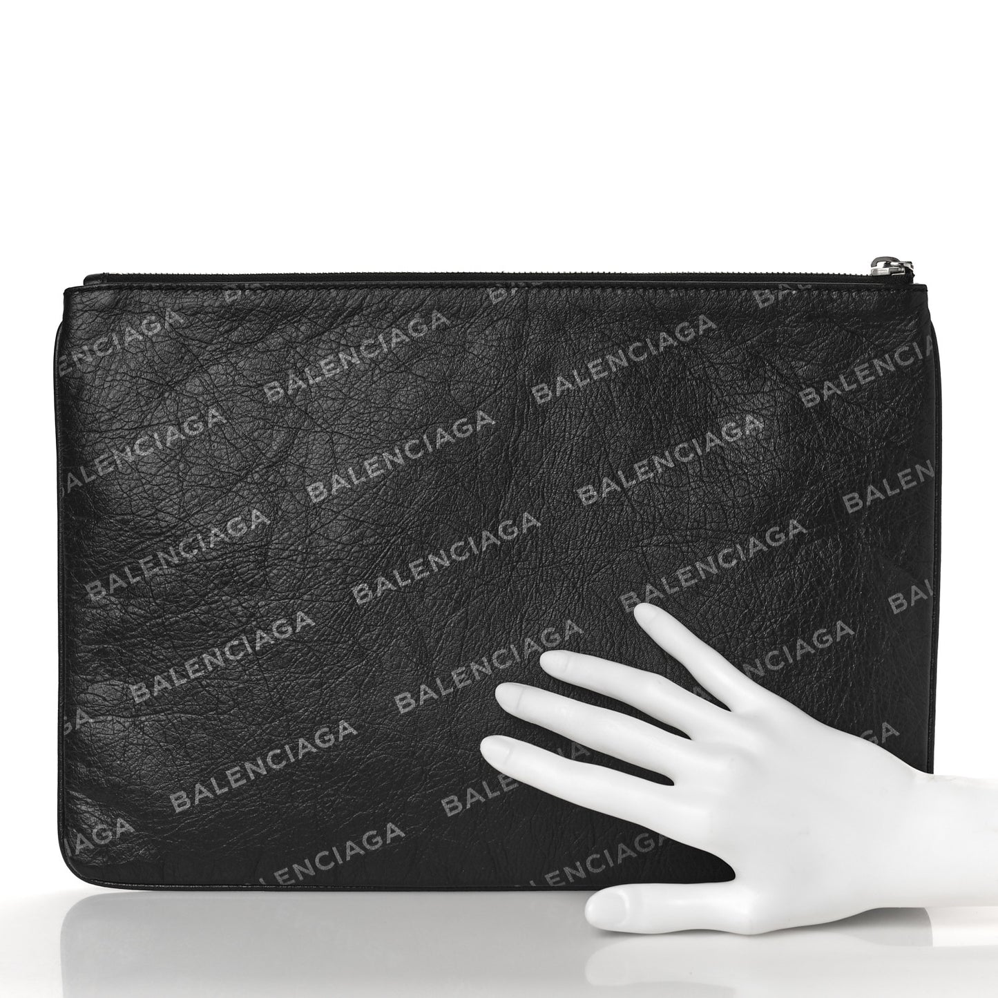 Calfskin Allover Logo Pouch Black