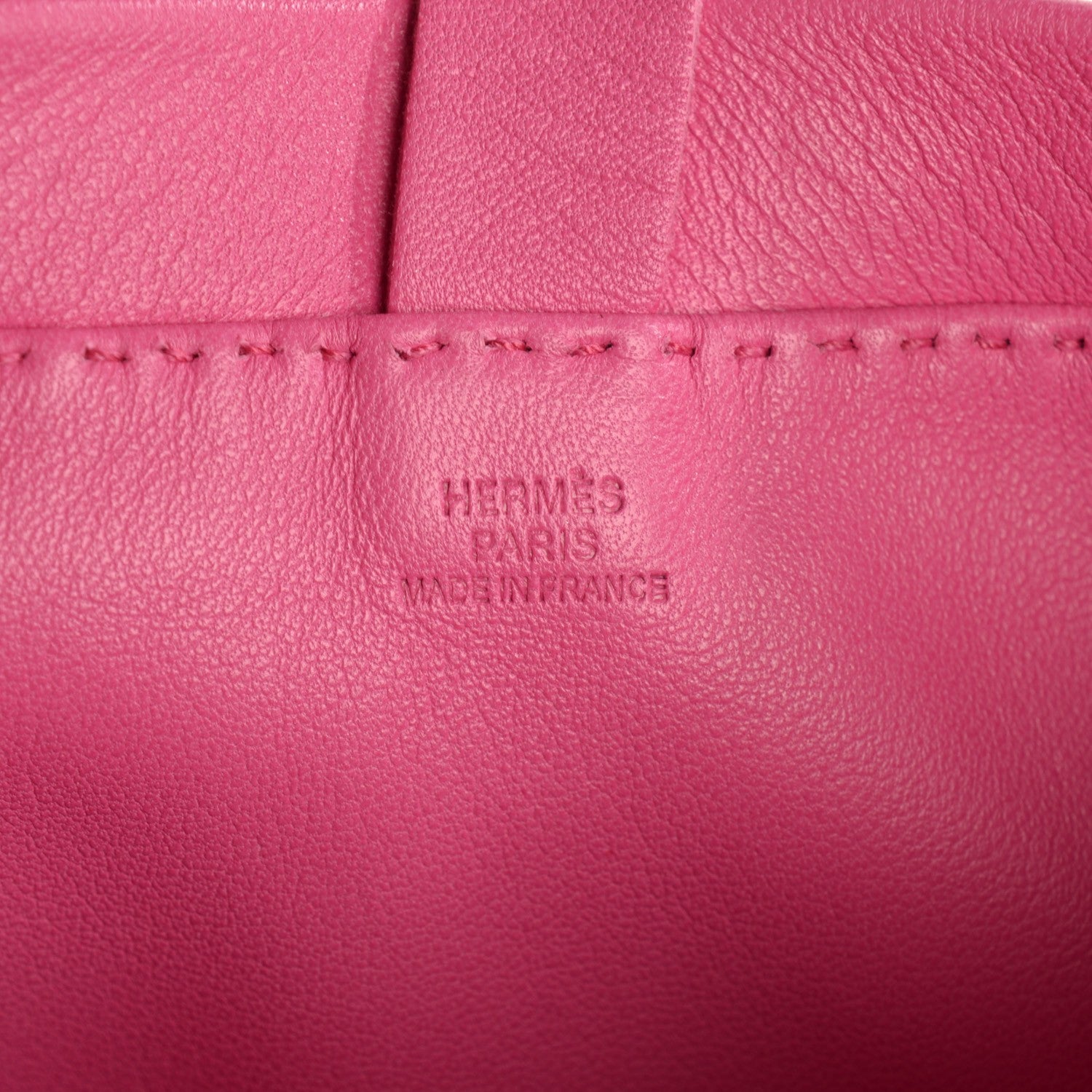 Hermes Milo Lambskin Clou De Selle Pouch Rose Tyrien 11 of 14