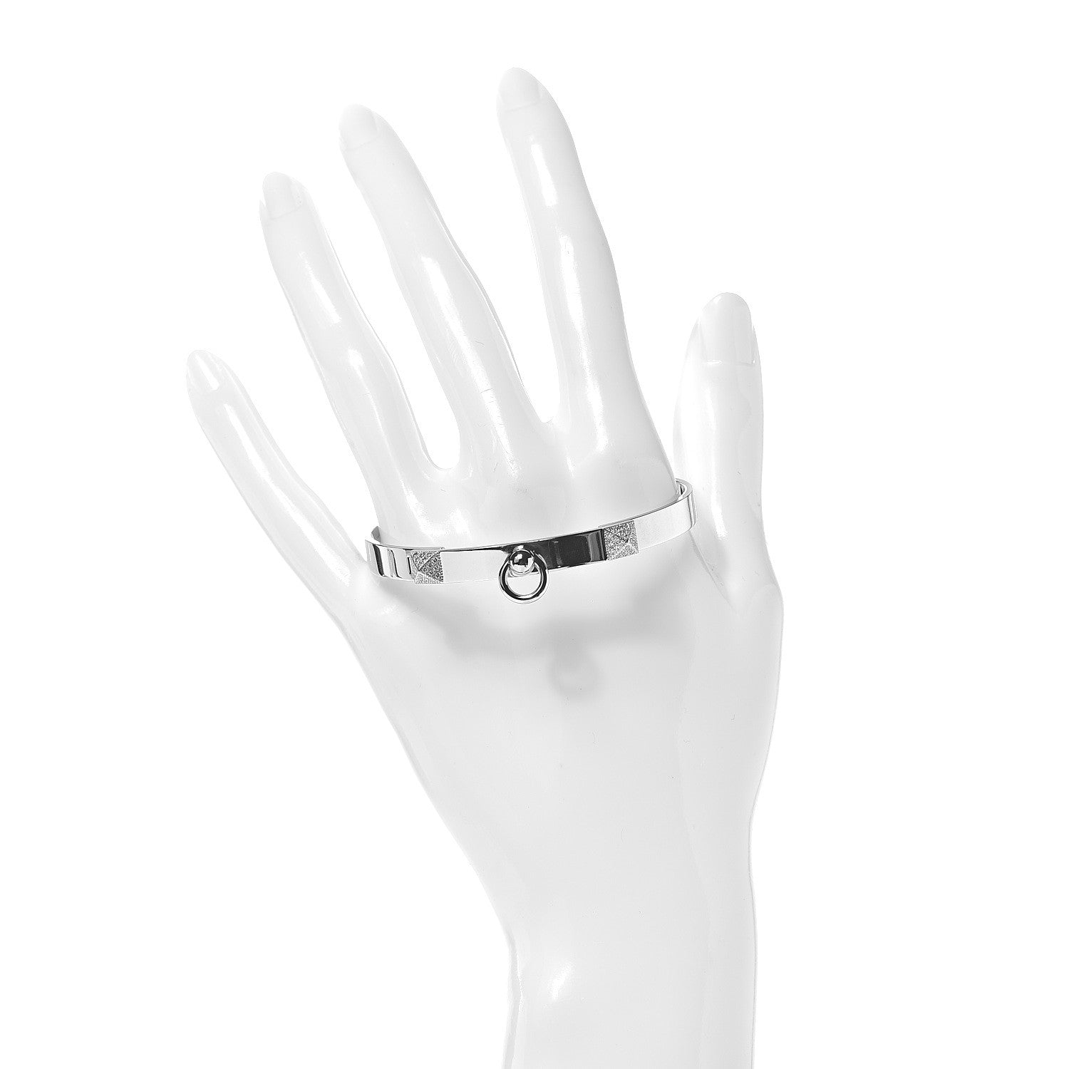 Hermes 18K White Gold Diamond PM Collier De Chien Bracelet SH 2 of 4