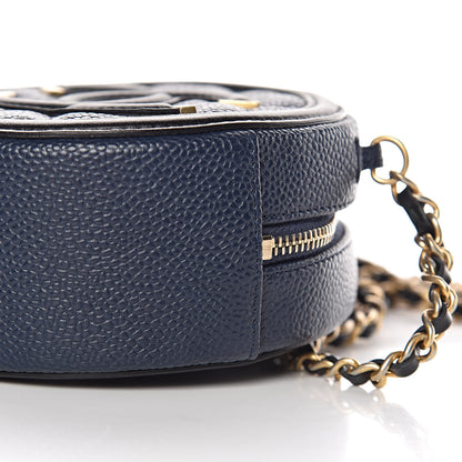 Chanel Caviar Quilted Round Filigree Crossbody Navy Black 9 of 10