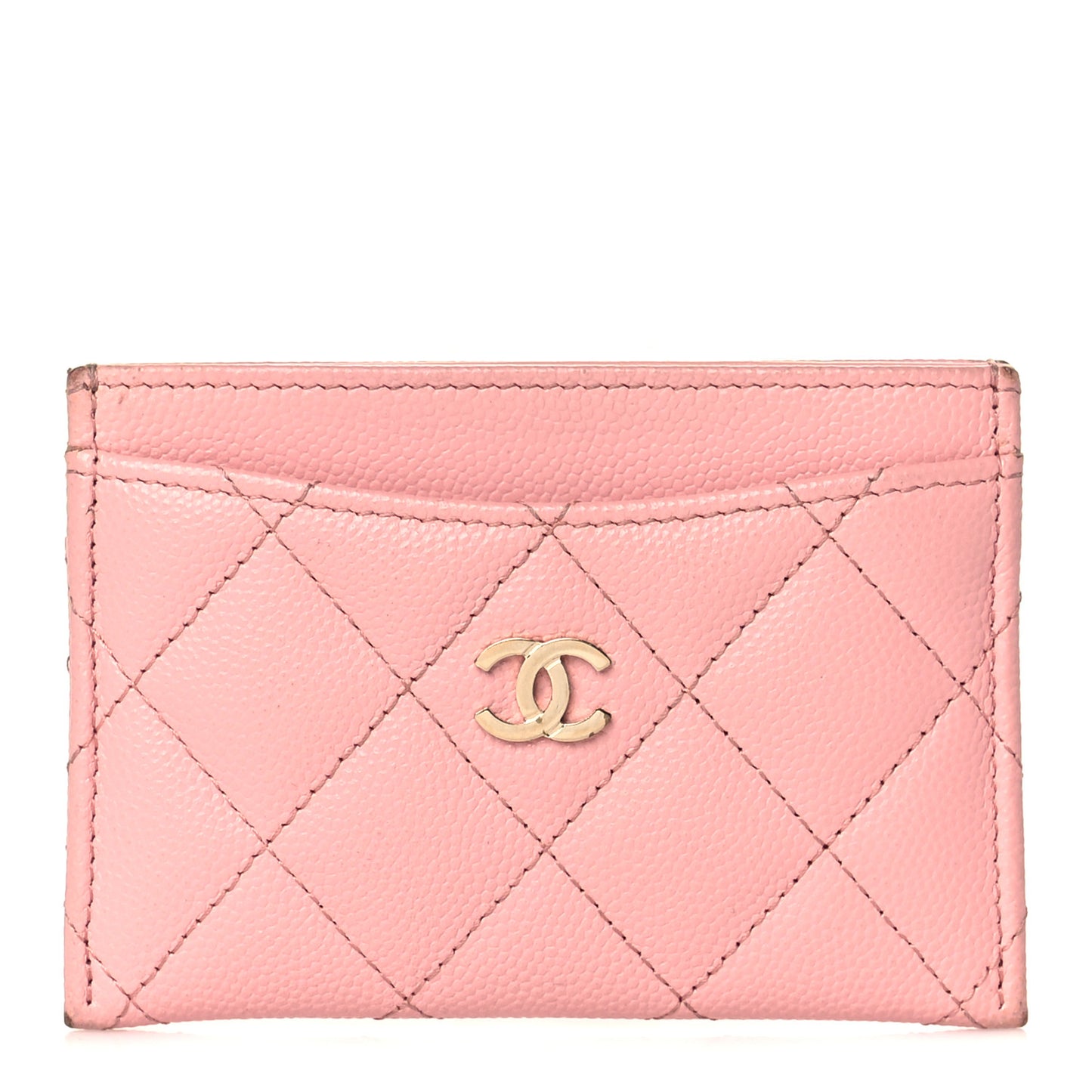 Caviar Quilted Card Holder Pink