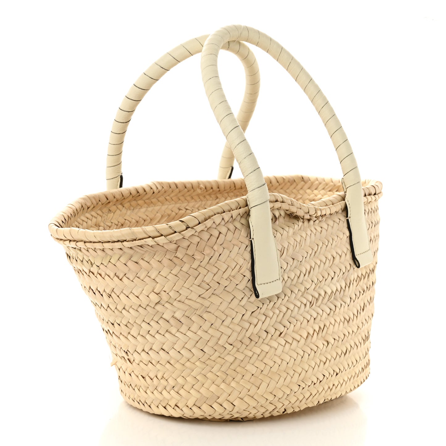 Raffia Grain Calfskin Medium Marcie Basket White