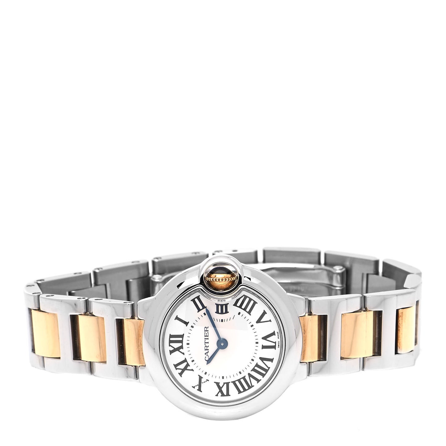 Stainless Steel 18K Yellow Gold 28mm Ballon Bleu De Cartier Quartz Watch