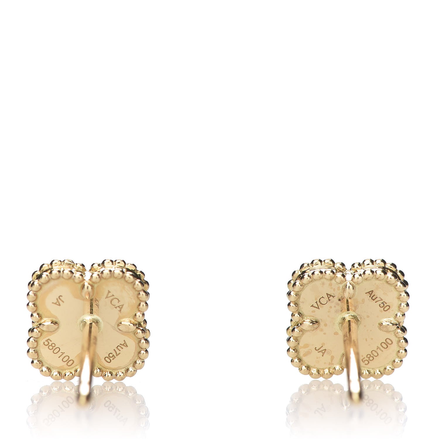 Van Cleef & Arpels 18K Yellow Gold Black Onyx Sweet Alhambra Earrings 4 of 5