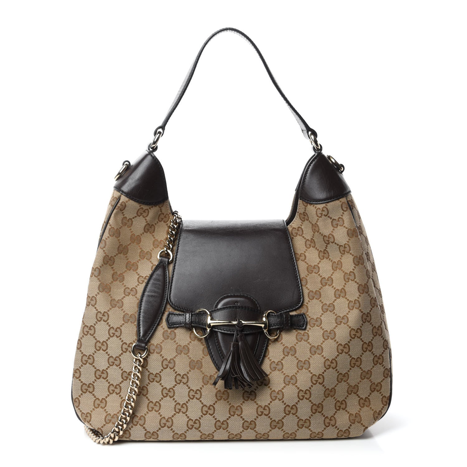 Gucci Monogram Margaux Calfskin Medium Emily Hobo Beige Ebony Cocoa 1 of 10