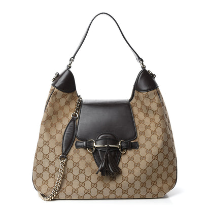 Gucci Monogram Margaux Calfskin Medium Emily Hobo Beige Ebony Cocoa 1 of 10