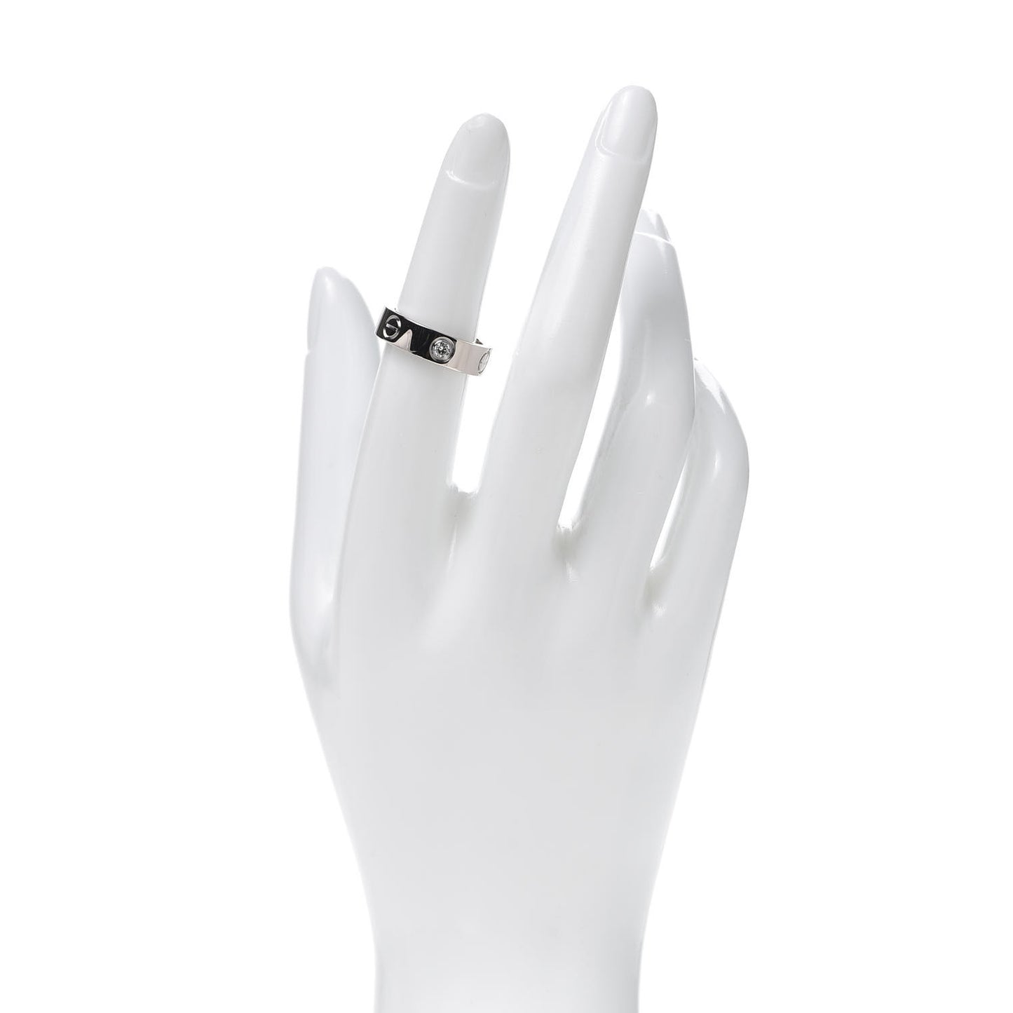 18K White Gold 3 Diamond 5.5mm LOVE Ring 51 5.75
