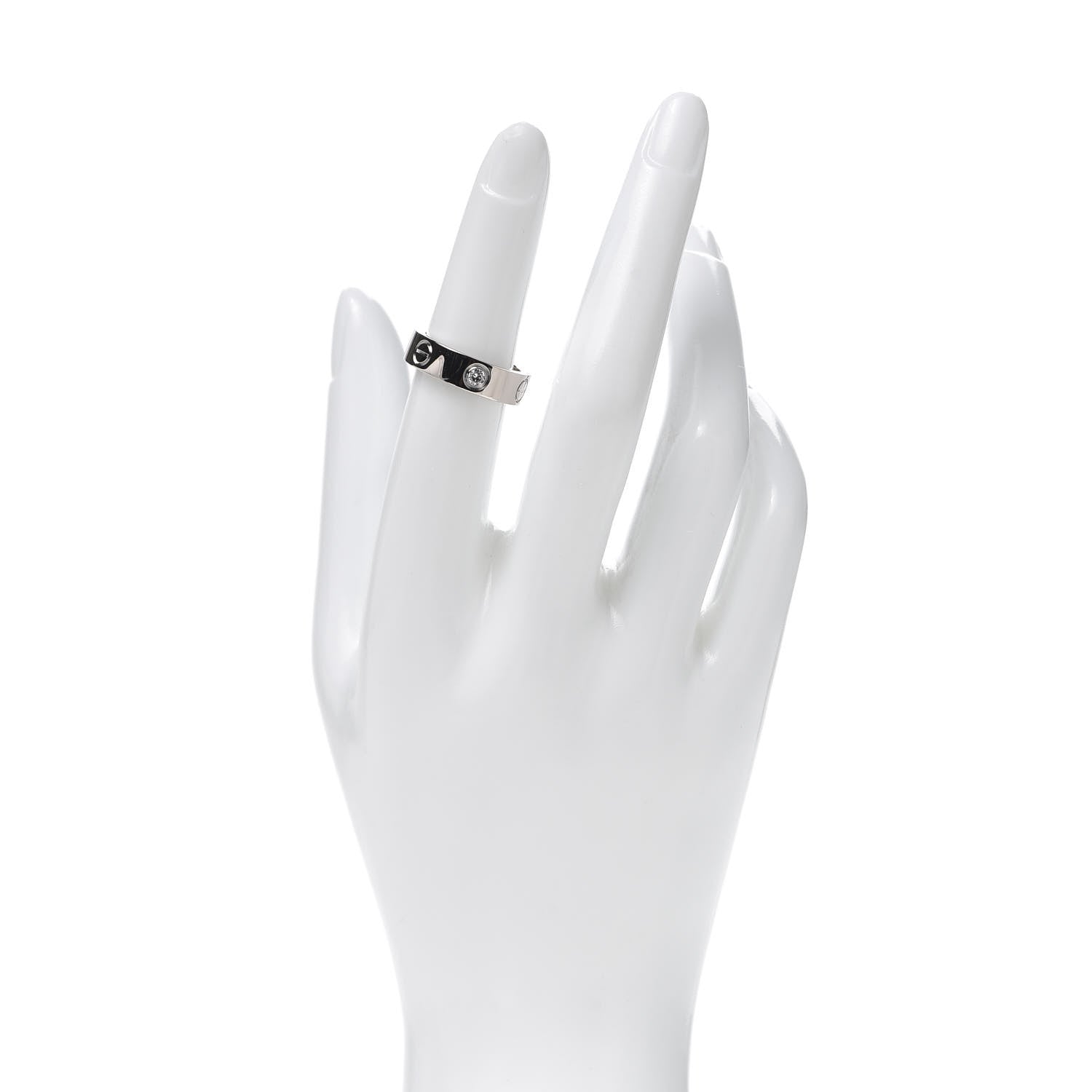 Cartier 18K White Gold 3 Diamond 5.5mm LOVE Ring 51 5.75 2 of 4