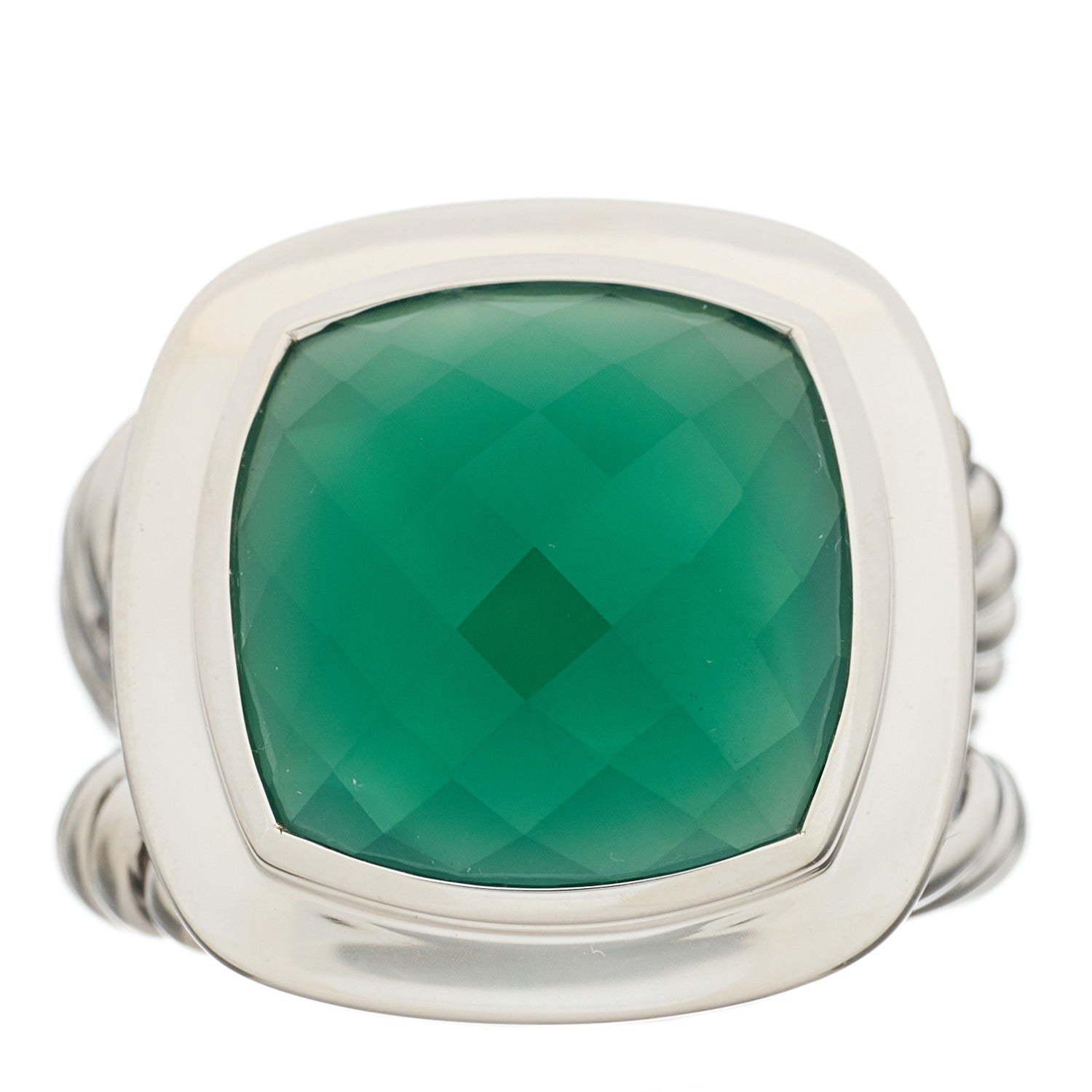 David Yurman Sterling Silver Green Onyx 14mm Albion Ring 52 6 1 of 5