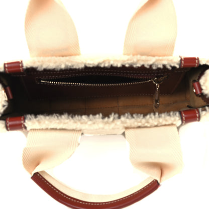 Chloe Shearling Calfskin Small Woody Ribbon Tote With Strap Mild Beige 5 of 10