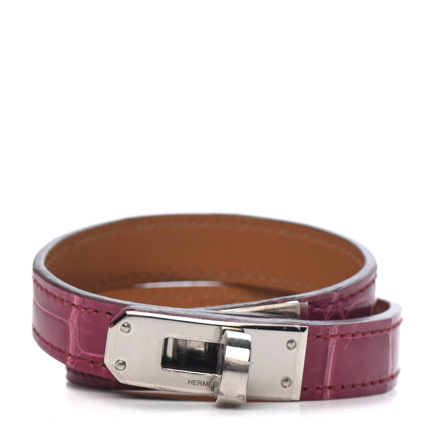 Shiny Alligator Kelly Double Tour Bracelet S Rose Scheherazade