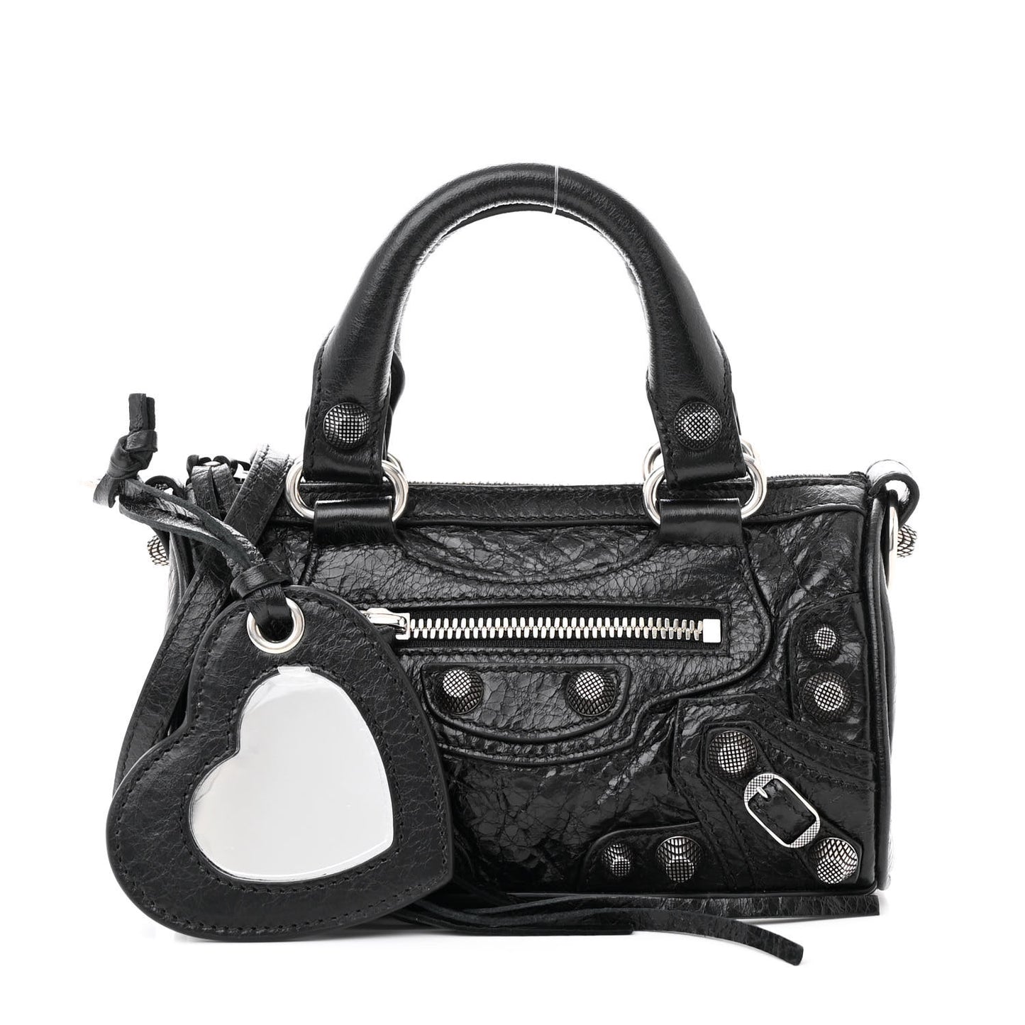 Agneau Arena Crystal Neo Nano Cagole Handbag Black